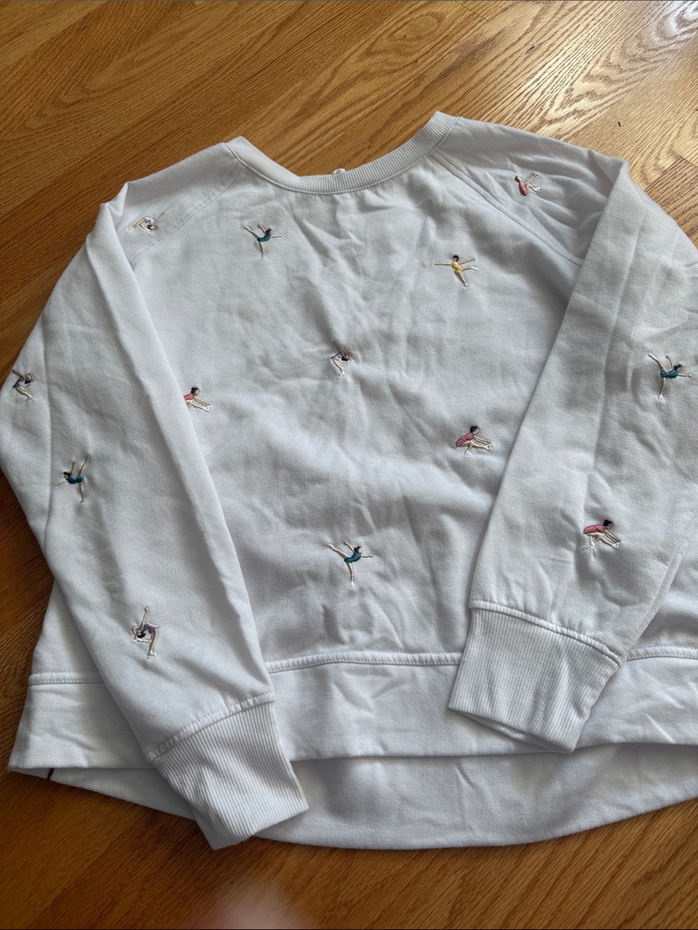 White Embroidered Ice Skating Sweatshirt